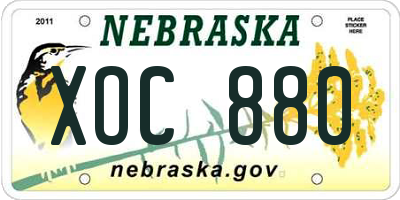NE license plate XOC880