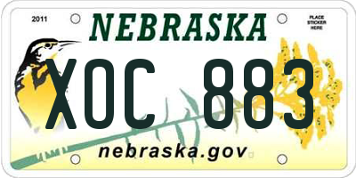 NE license plate XOC883