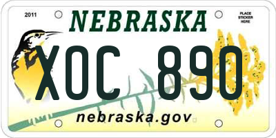 NE license plate XOC890