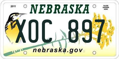 NE license plate XOC897