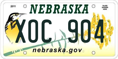 NE license plate XOC904