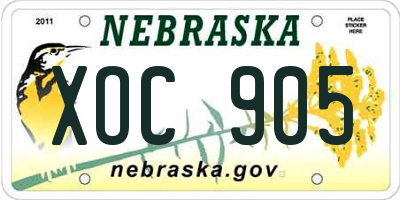 NE license plate XOC905