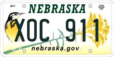 NE license plate XOC911