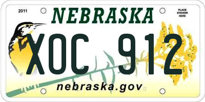 NE license plate XOC912