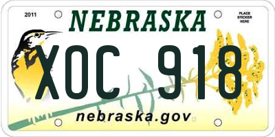 NE license plate XOC918