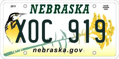 NE license plate XOC919