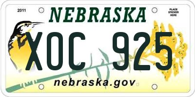 NE license plate XOC925