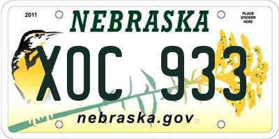 NE license plate XOC933