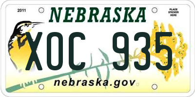 NE license plate XOC935