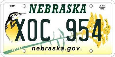 NE license plate XOC954