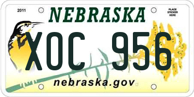 NE license plate XOC956
