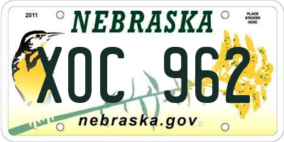 NE license plate XOC962