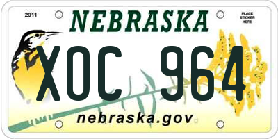 NE license plate XOC964