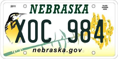 NE license plate XOC984