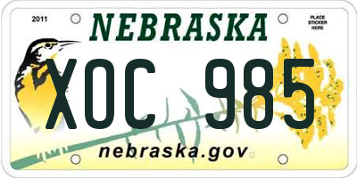 NE license plate XOC985