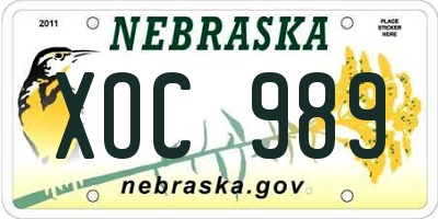NE license plate XOC989