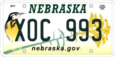 NE license plate XOC993