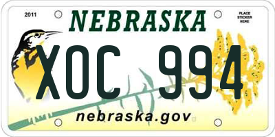 NE license plate XOC994