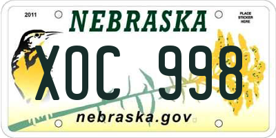 NE license plate XOC998