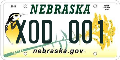 NE license plate XOD001