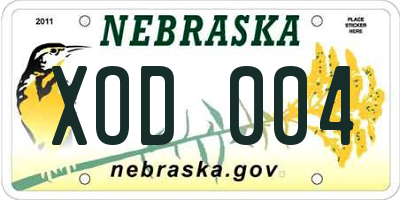 NE license plate XOD004