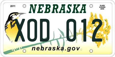 NE license plate XOD012