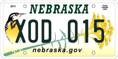 NE license plate XOD015