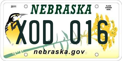 NE license plate XOD016