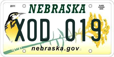 NE license plate XOD019
