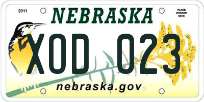 NE license plate XOD023