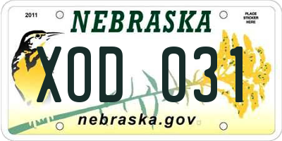NE license plate XOD031