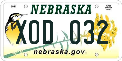 NE license plate XOD032