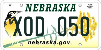 NE license plate XOD050
