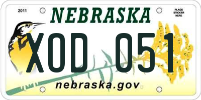 NE license plate XOD051