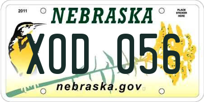 NE license plate XOD056