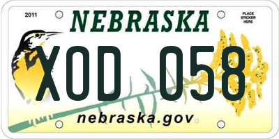 NE license plate XOD058