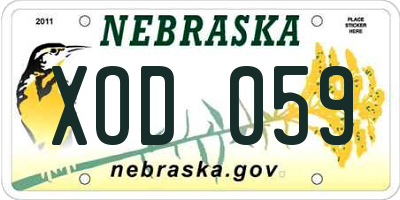 NE license plate XOD059