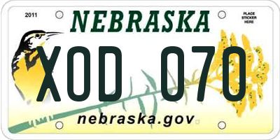 NE license plate XOD070