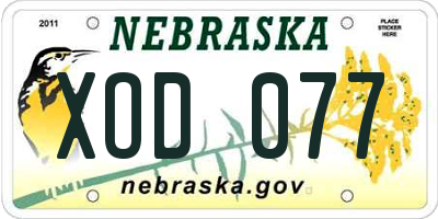 NE license plate XOD077