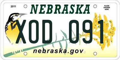 NE license plate XOD091