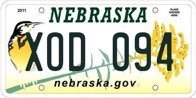 NE license plate XOD094