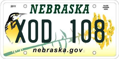 NE license plate XOD108