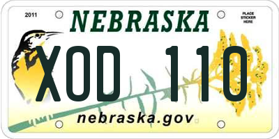 NE license plate XOD110
