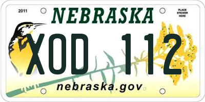 NE license plate XOD112