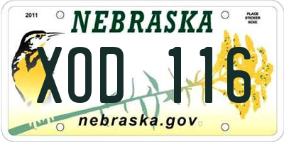 NE license plate XOD116