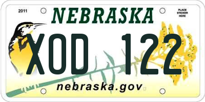 NE license plate XOD122
