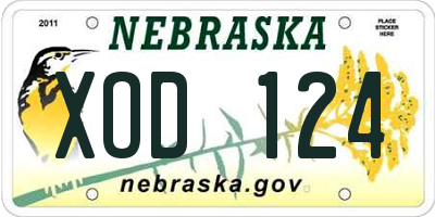 NE license plate XOD124