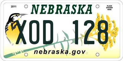 NE license plate XOD128
