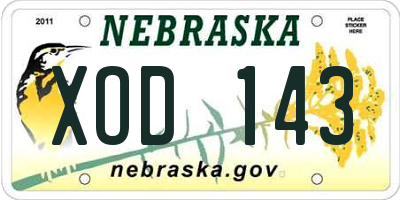 NE license plate XOD143
