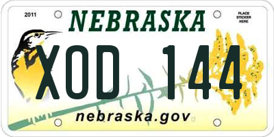 NE license plate XOD144